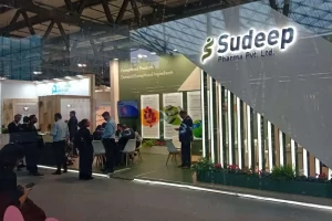 Sudeep Pharma exhibition stand at CPHI, Fiera Milano — designed and built by Echo Expo
