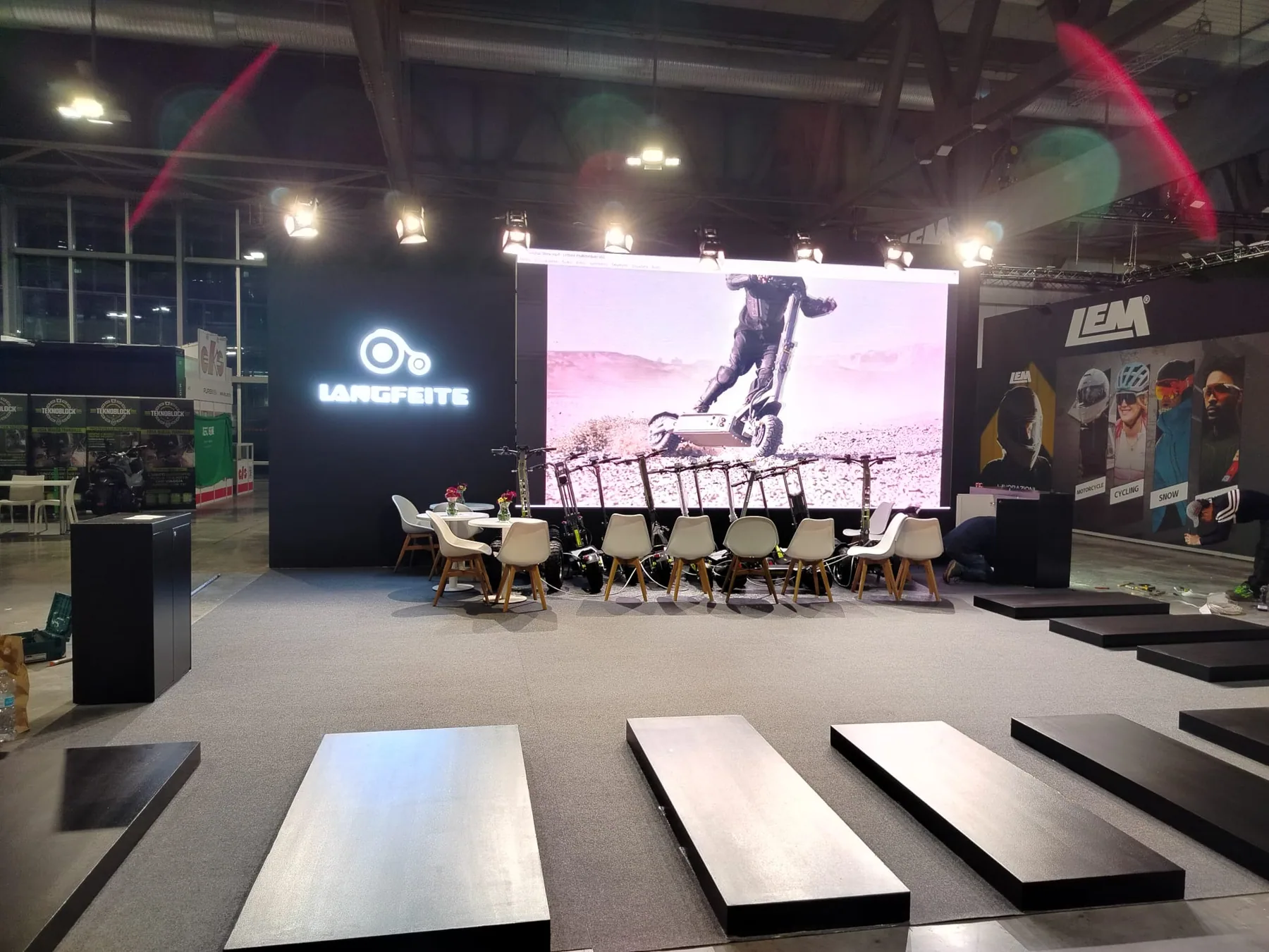 BENTU stand build-up at EICMA, Fiera Milano - Echo Expo installation team