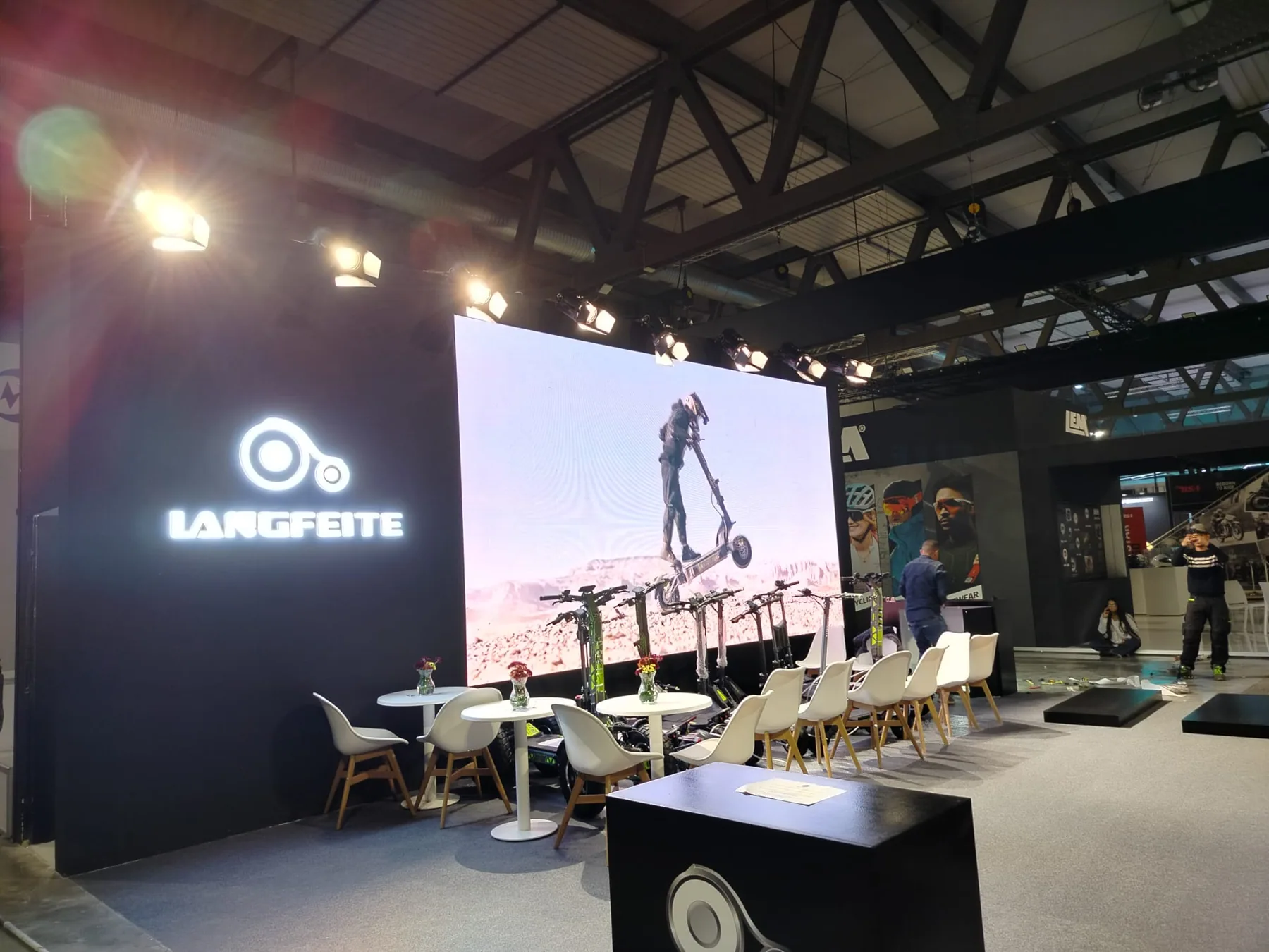 BENTU exhibition stand build-up at EICMA, Fiera Milano — Echo Expo installation team