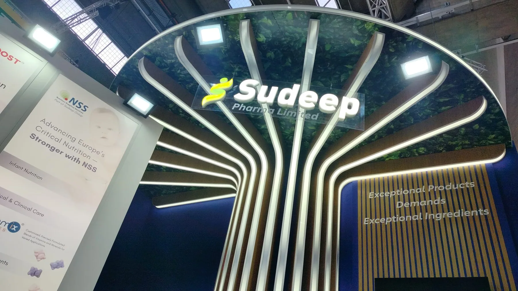 Sudeep Pharma exhibition stand detail at CPHI, Milan