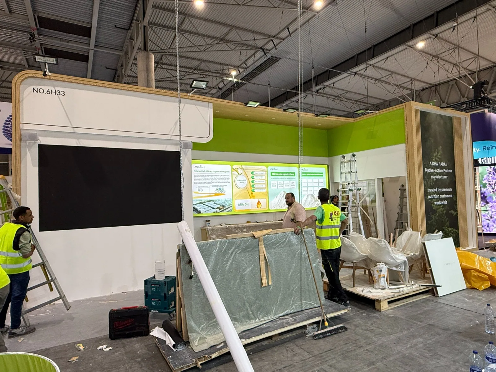 Exhibition stand build-up at Vitafoods Europe 2026, Fira Barcelona