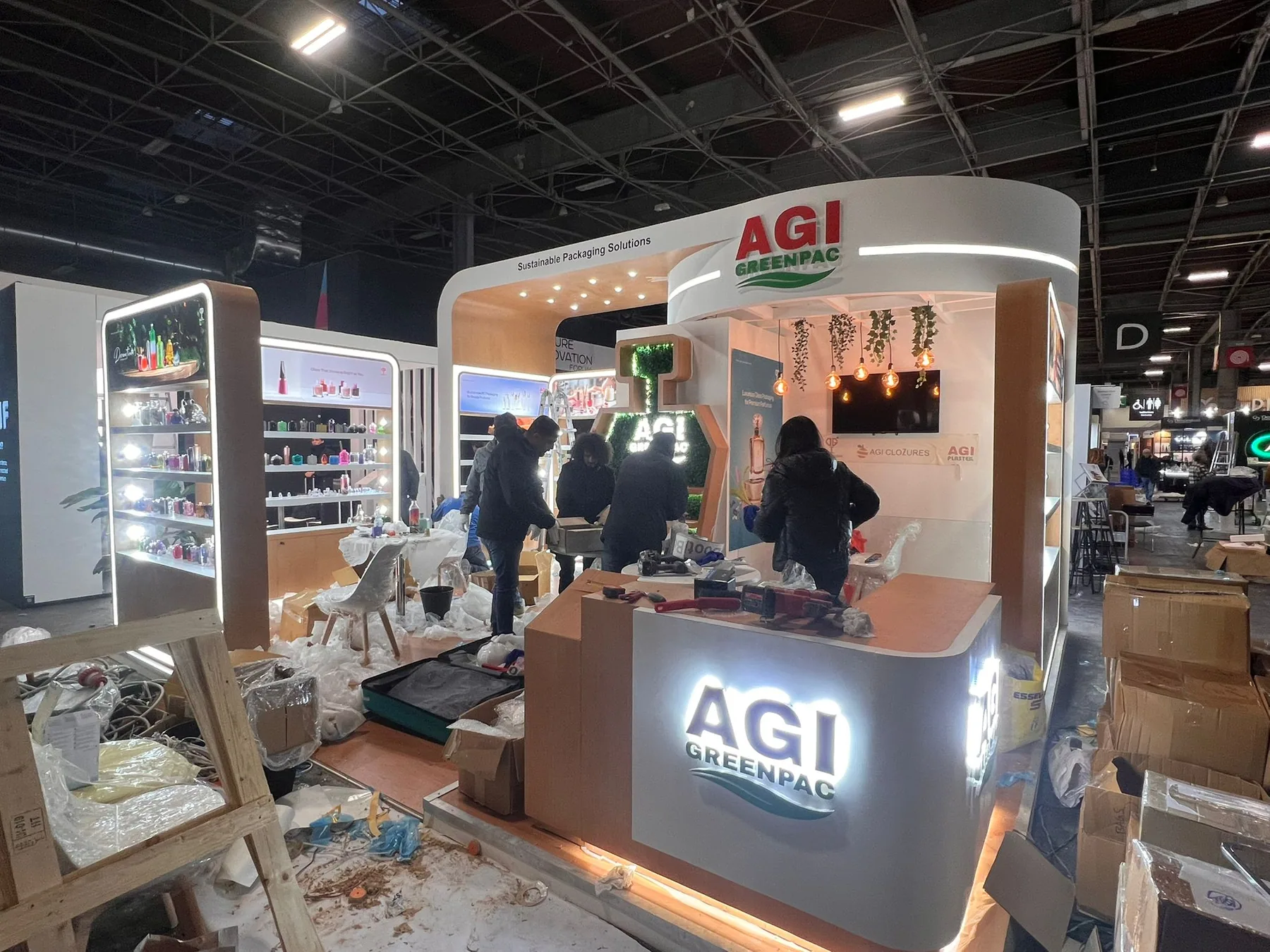 AGI Greenpac exhibition stand build at Paris Packaging Week, Paris Expo Porte de Versailles — installation by Echo Expo