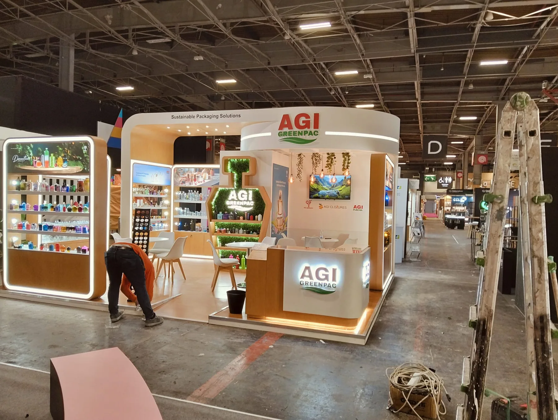 AGI Greenpac exhibition stand build at Paris Packaging Week, Paris Expo Porte de Versailles — installation by Echo Expo