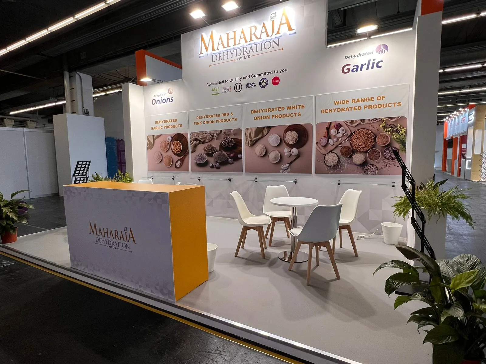 Maharaja Dehydration 18 sqm exhibition stand at Fi Europe, Messe Frankfurt — designed and built by Echo Expo