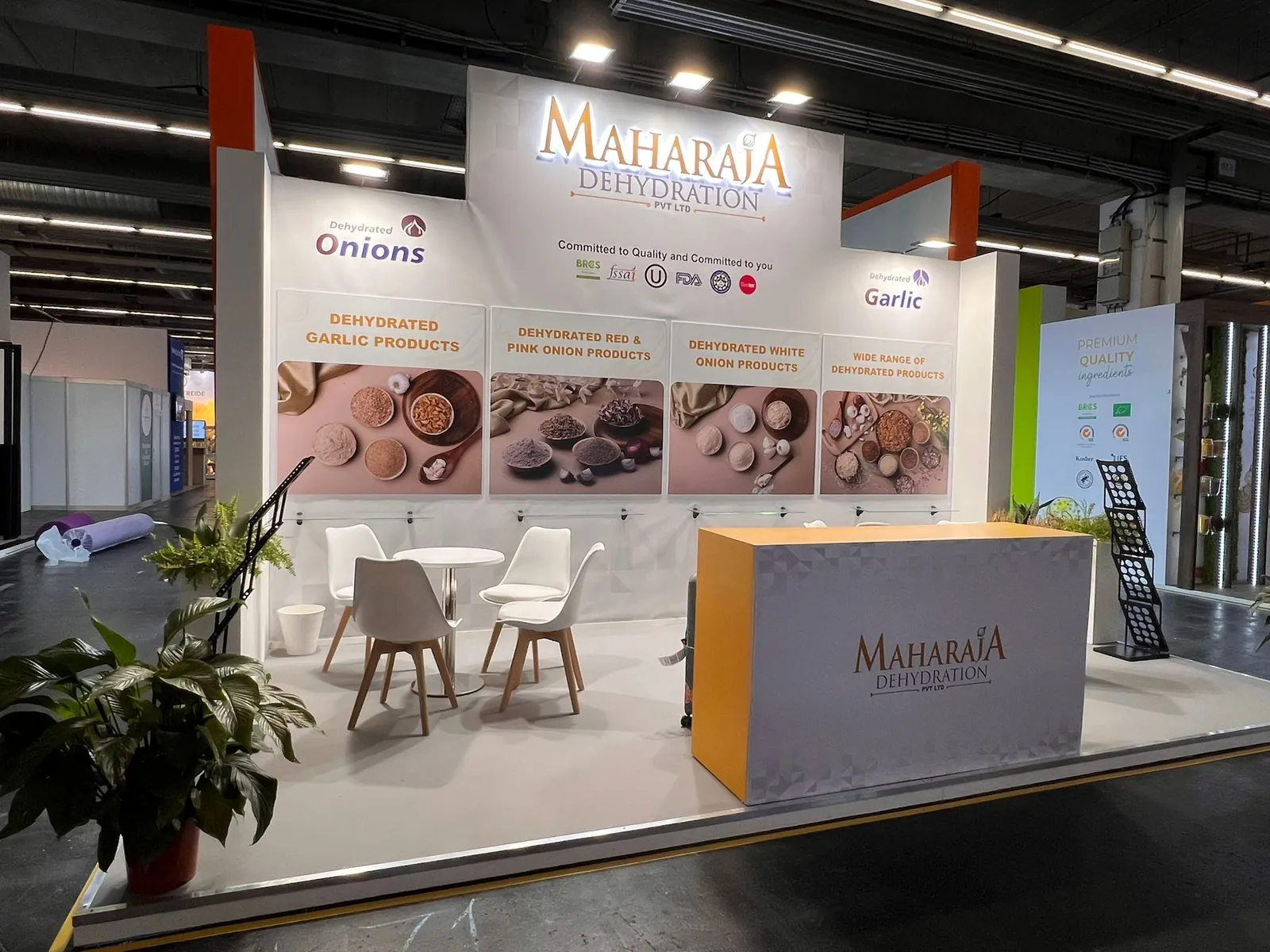 Maharaja Dehydration 18 sqm exhibition stand at Fi Europe, Messe Frankfurt — designed and built by Echo Expo (view 3)