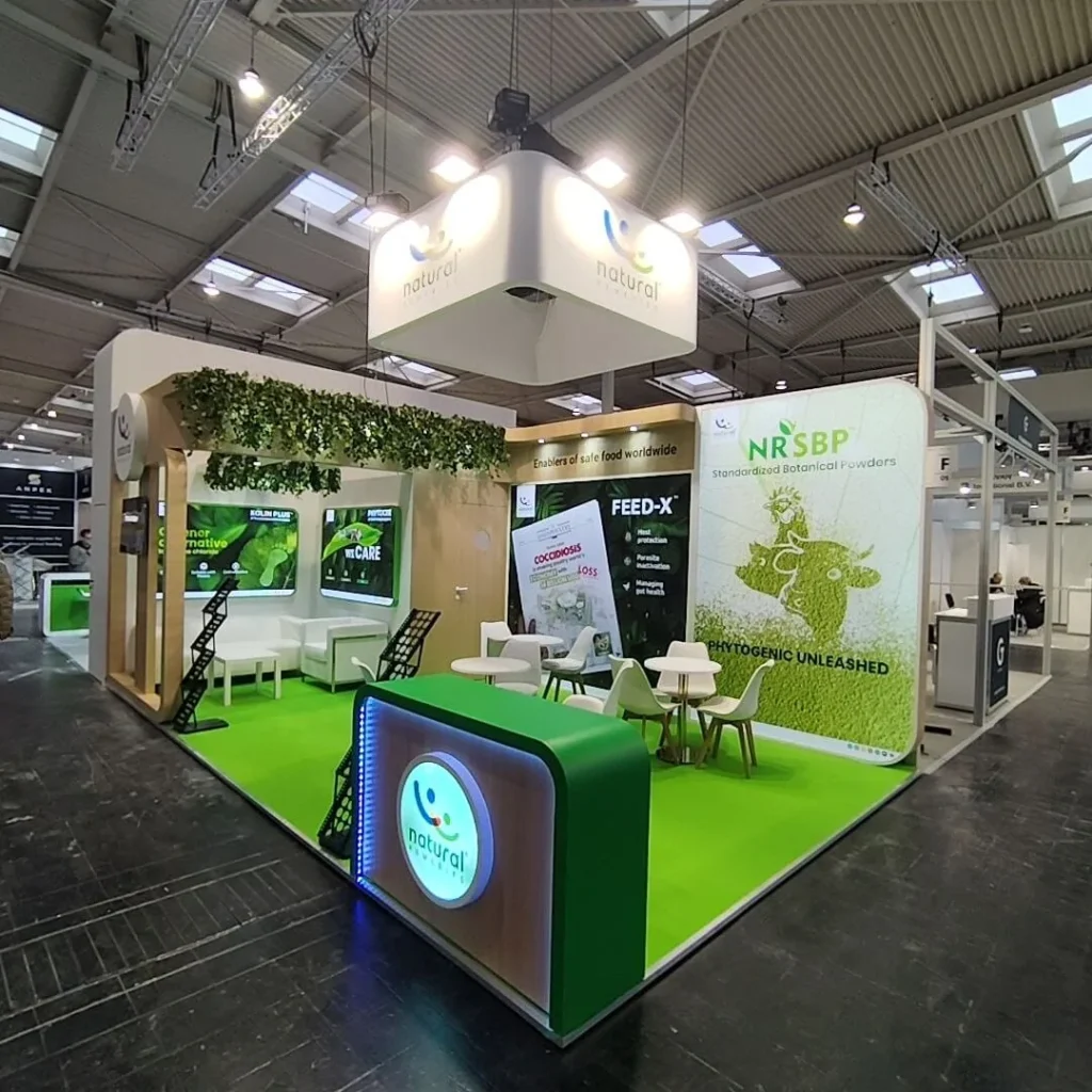 Natural Remedies 28 sqm exhibition stand at EuroTier 2024, Deutsche Messe Hannover, built by Echo Expo