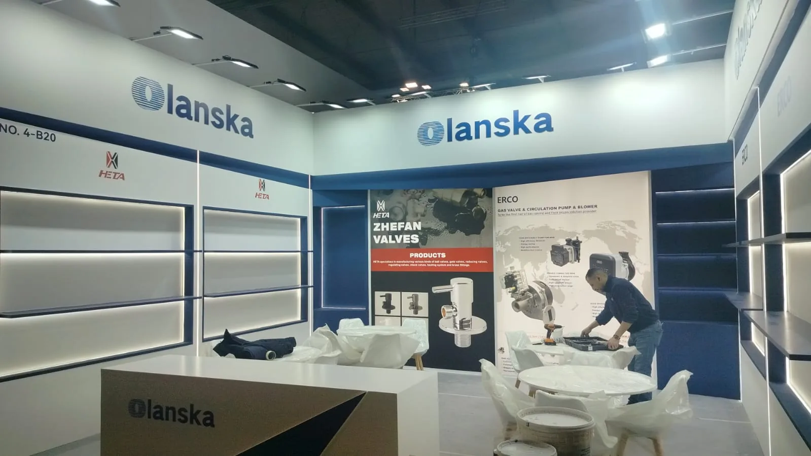 Graphics installation on the Olanska stand at MCE 2026, Fiera Milano