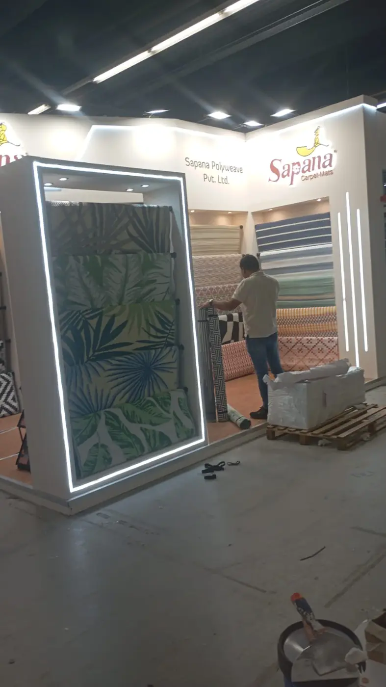 Sapana Polyweave carpet and mat exhibition stand build at Ambiente 2025, Messe Frankfurt, 7–11 February 2025 — installation by Echo Expo