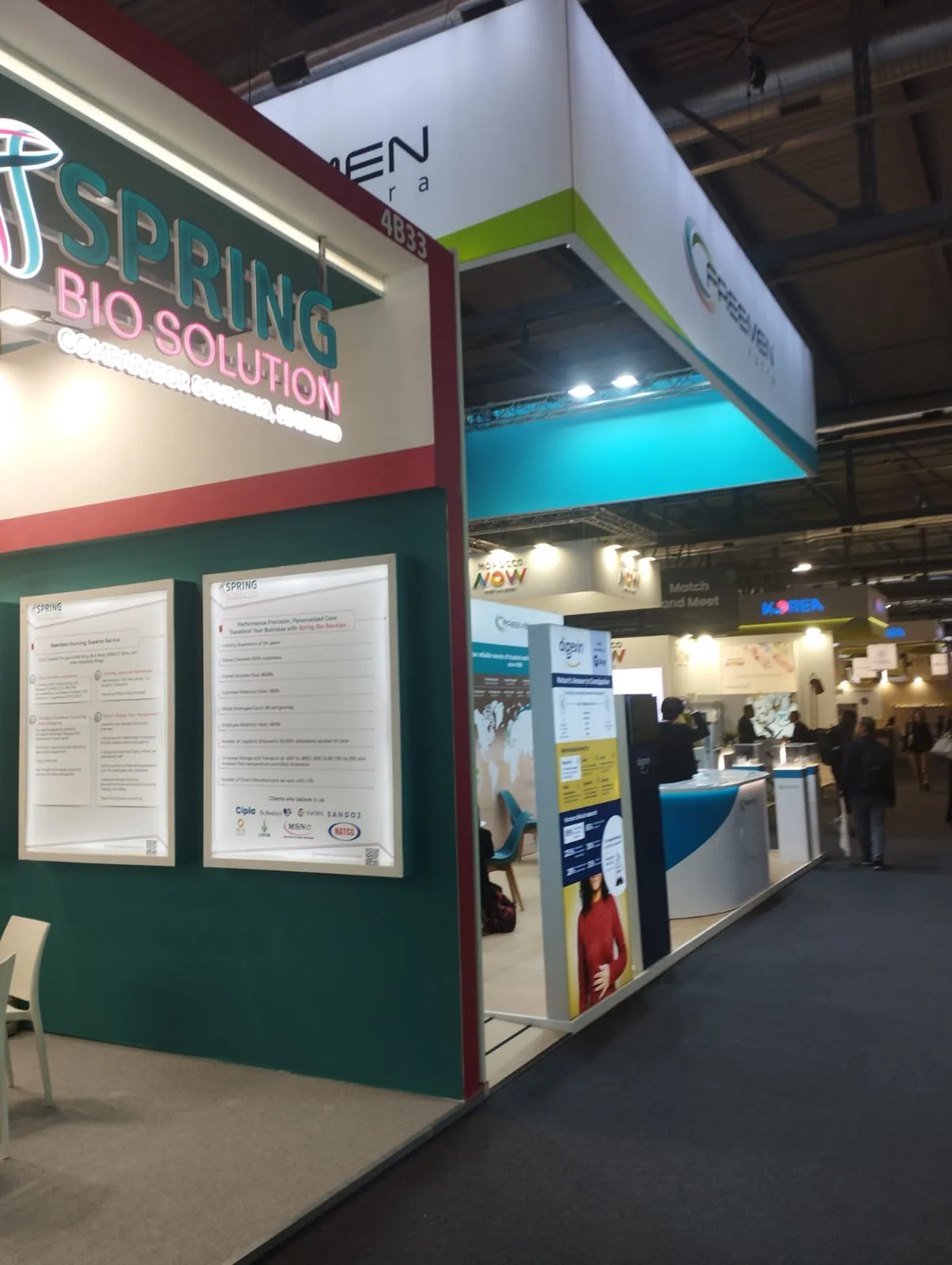 Pharmaceutical ingredients exhibition stand at CPHI Milan 2024, Fiera Milano — designed and built by Echo Expo
