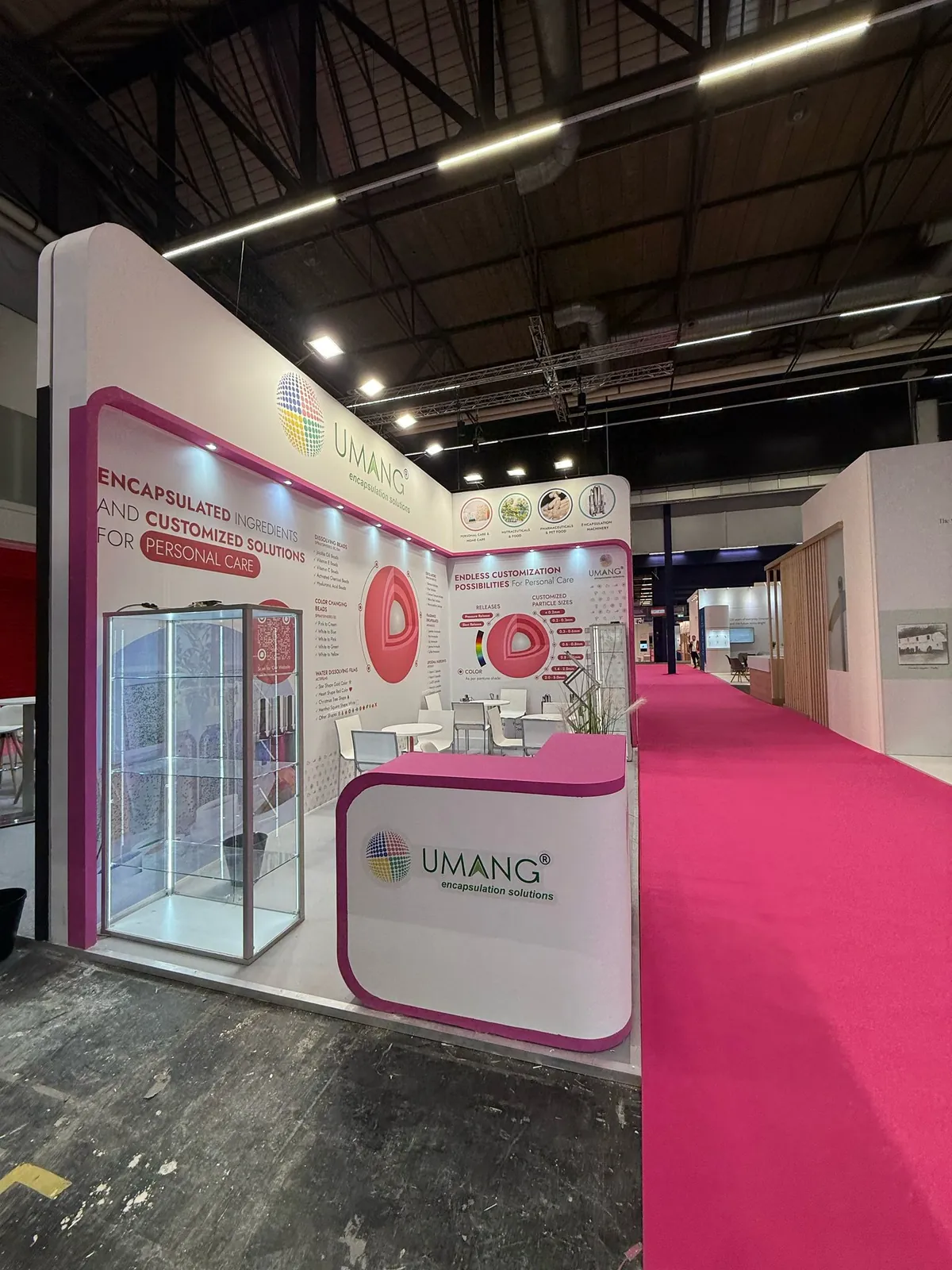 Umang exhibition stand at in-cosmetics Global, Amsterdam — designed and built by Echo Expo