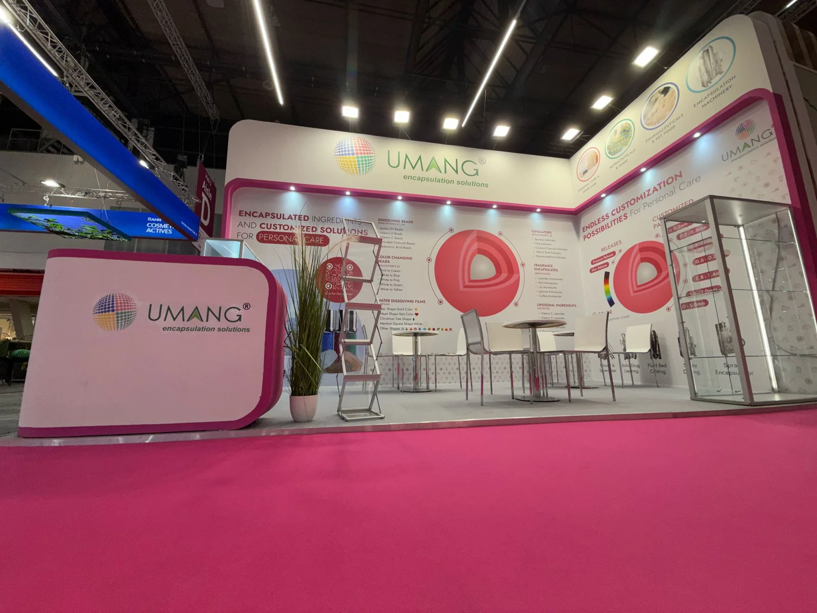 Umang exhibition stand at in-cosmetics Global, Amsterdam — designed and built by Echo Expo (view 2)