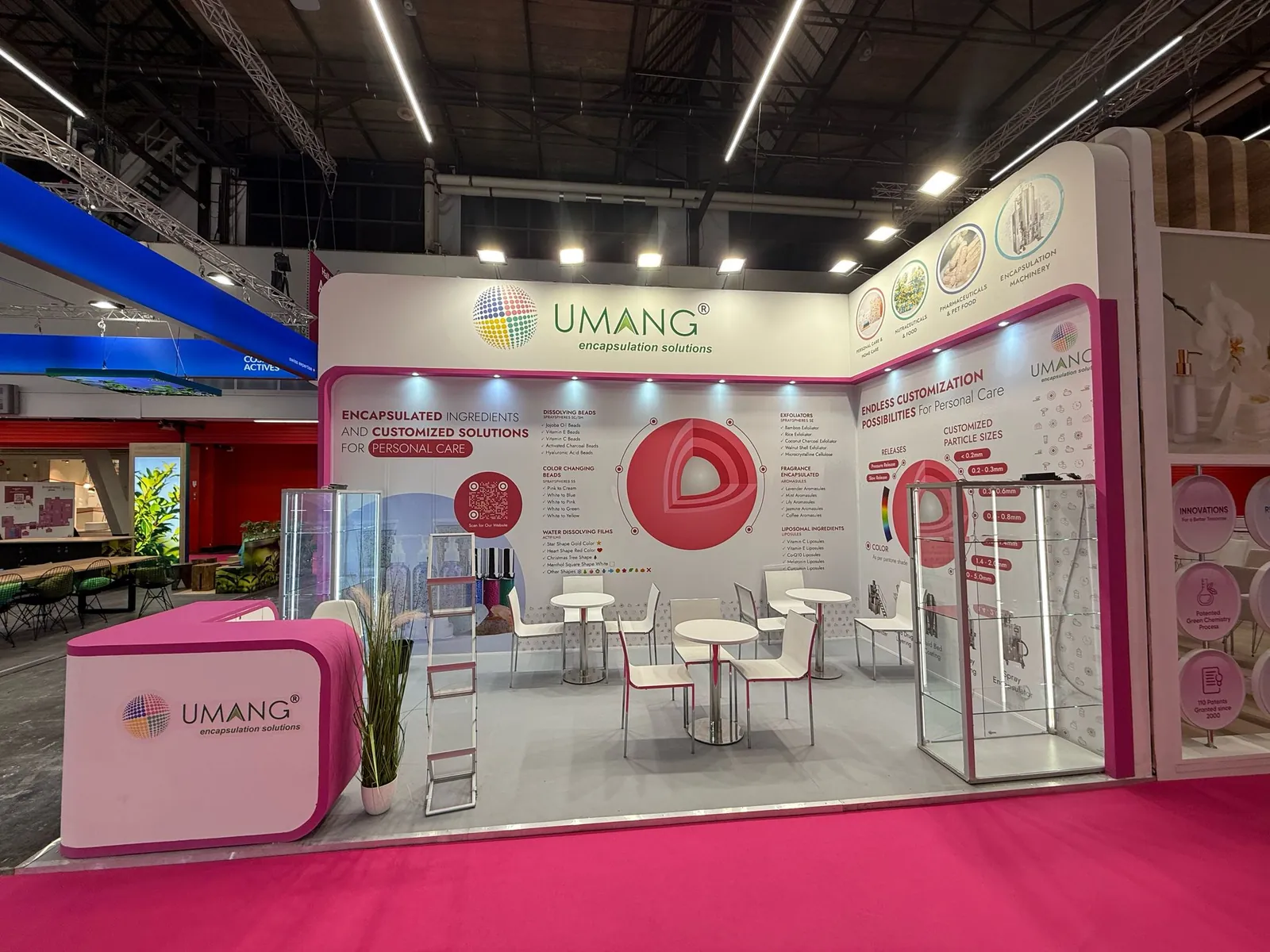 Umang exhibition stand at in-cosmetics Global, Amsterdam — designed and built by Echo Expo (view 3)