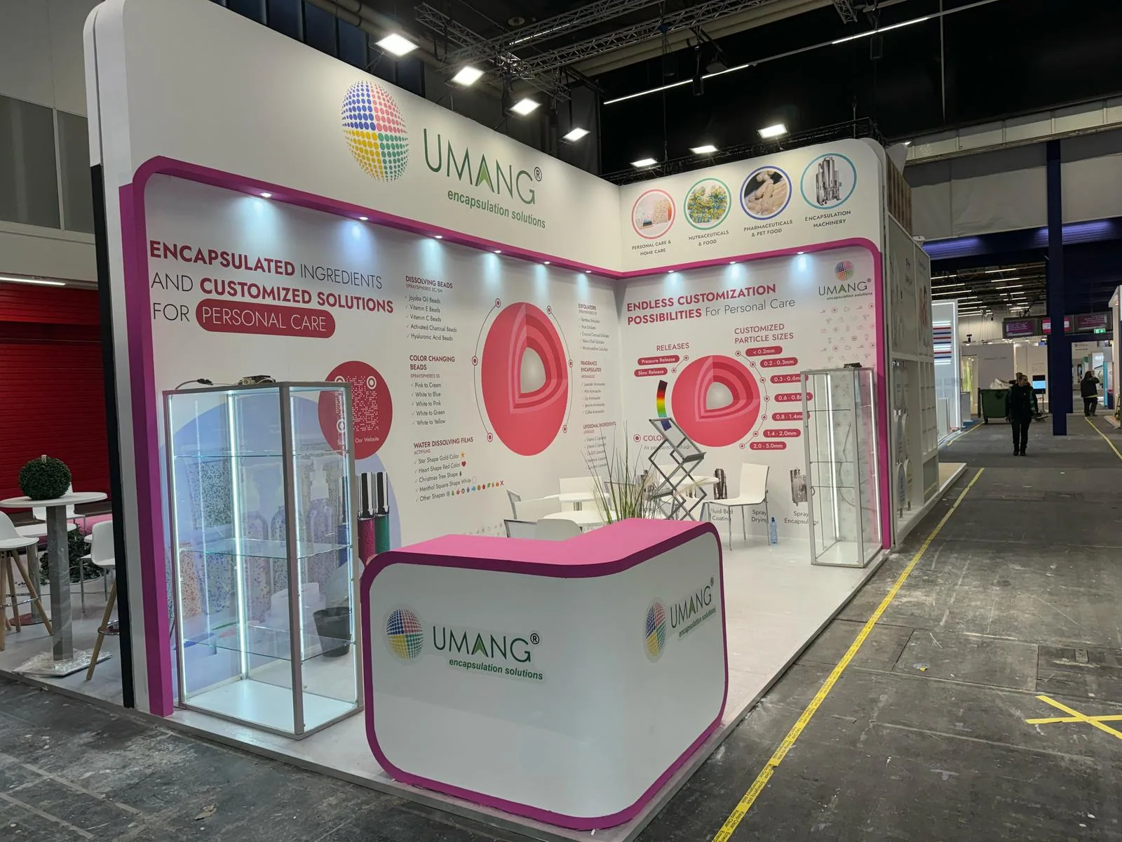 Umang exhibition stand at in-cosmetics Global, RAI Amsterdam — designed and built by Echo Expo